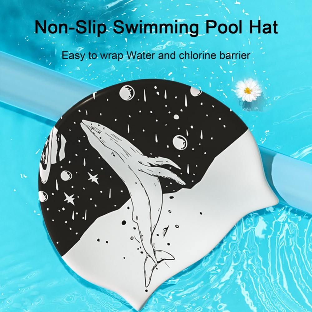Swim Hat Silicone - Not Too Tight Double-sided Print Swimming