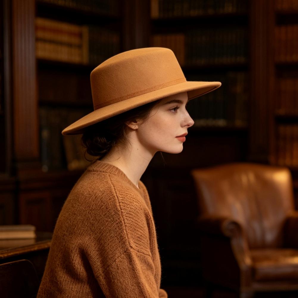 Fedora Hat Wool - Stylish Dinner Party Headwear Flat Top