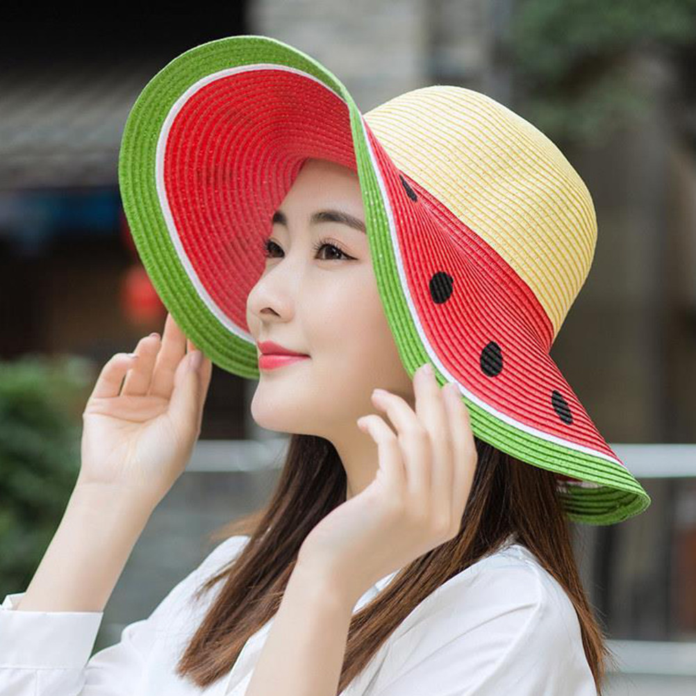 Girls Watermelon Straw Hat Sum - đánh giá và giá Sun Hat Wide Brim
